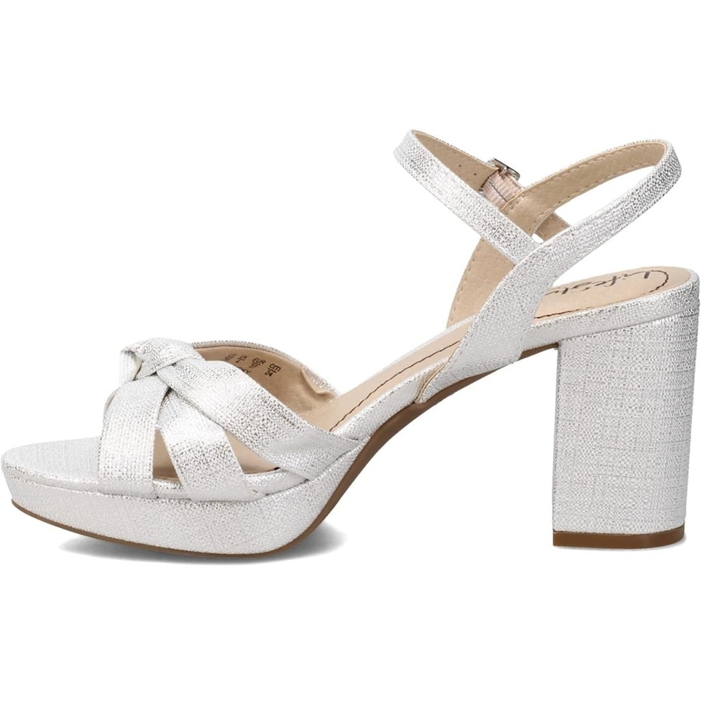 Lifestride silver sandal pump block heel size 8